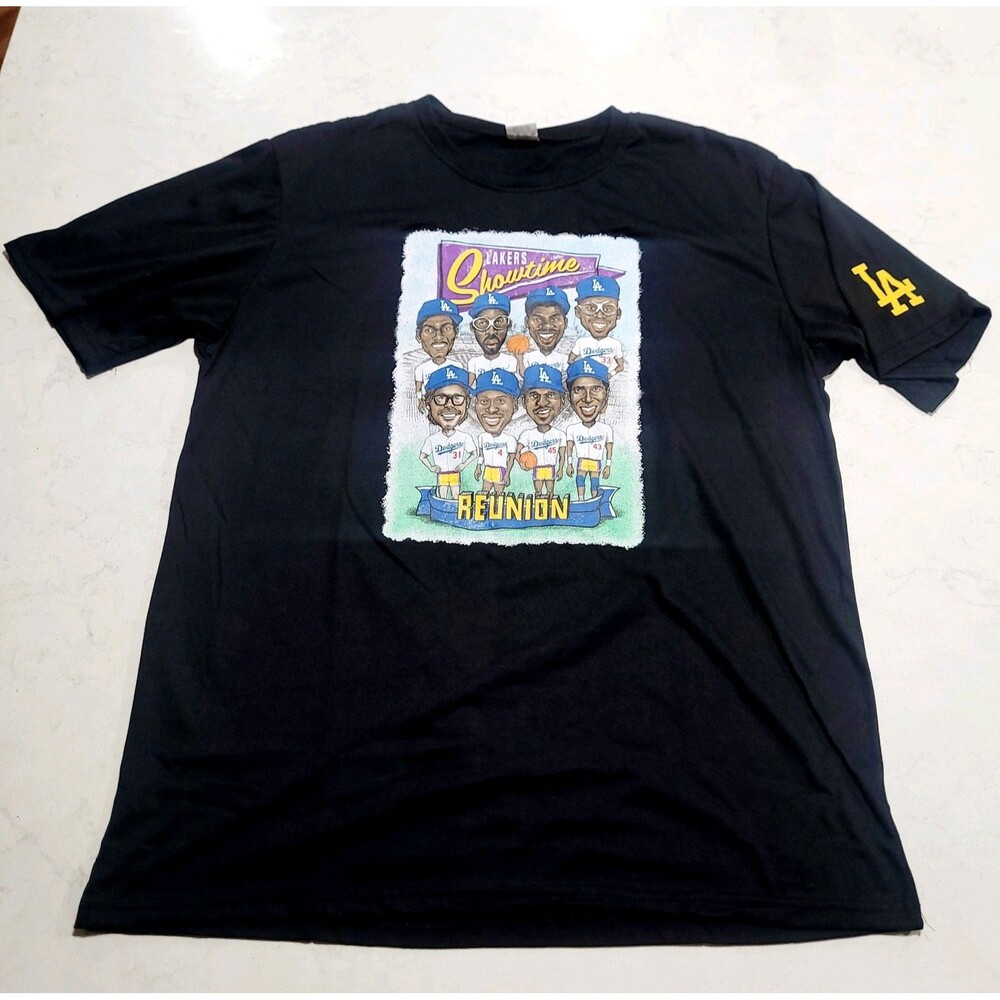 2024 Los Angeles Dodgers Lakers Night T-Shirt Size XL Showtime Reunion Magic LA